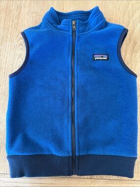Patagonia Bright Royal Blue Kids Fleece Vest with Navy Trim